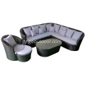 Leisure manieren rotan sofa mei aluminium basis